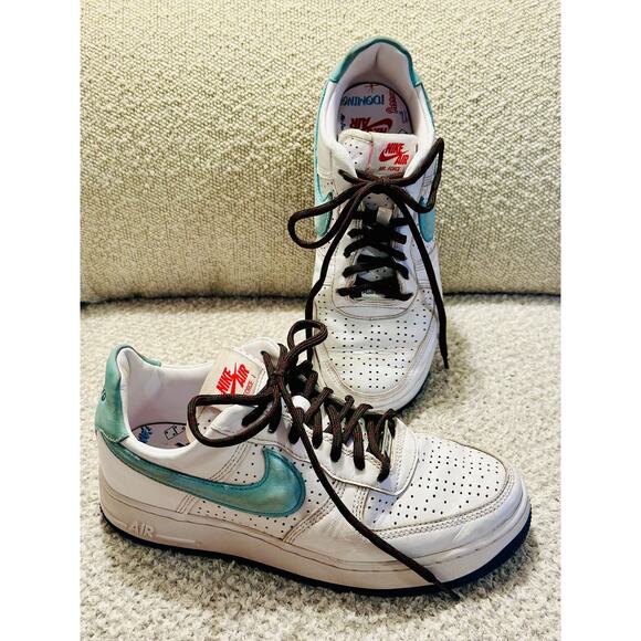 Nike Air Force 1 Men’s Sz 6 Puerto Rico 2022 White Blue Premium Low Top Sneakers main image 5